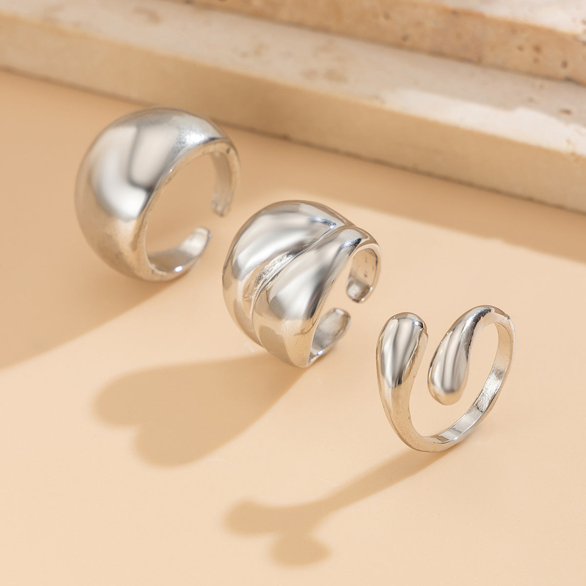 Glossy Water Drop Open Ring Niche INS Style with Personality Design