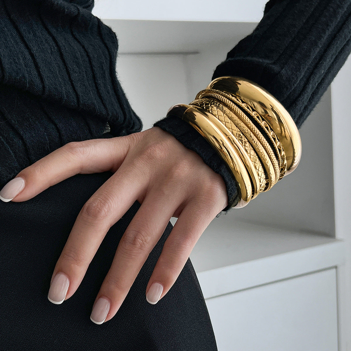 Cross-Border Metal Bracelet Set Wide & Stylish