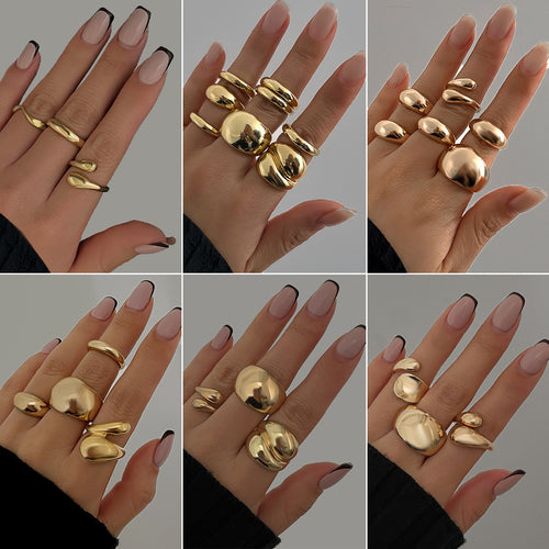Glossy Water Drop Open Ring Niche INS Style with Personality Design