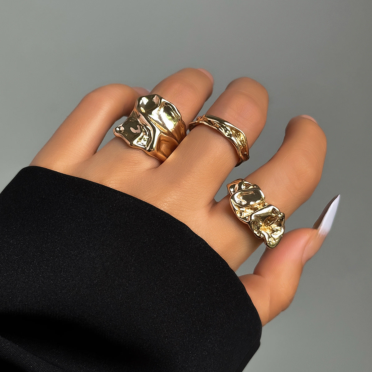 Irregular Lava Texture Open Metal Bracelet for Women