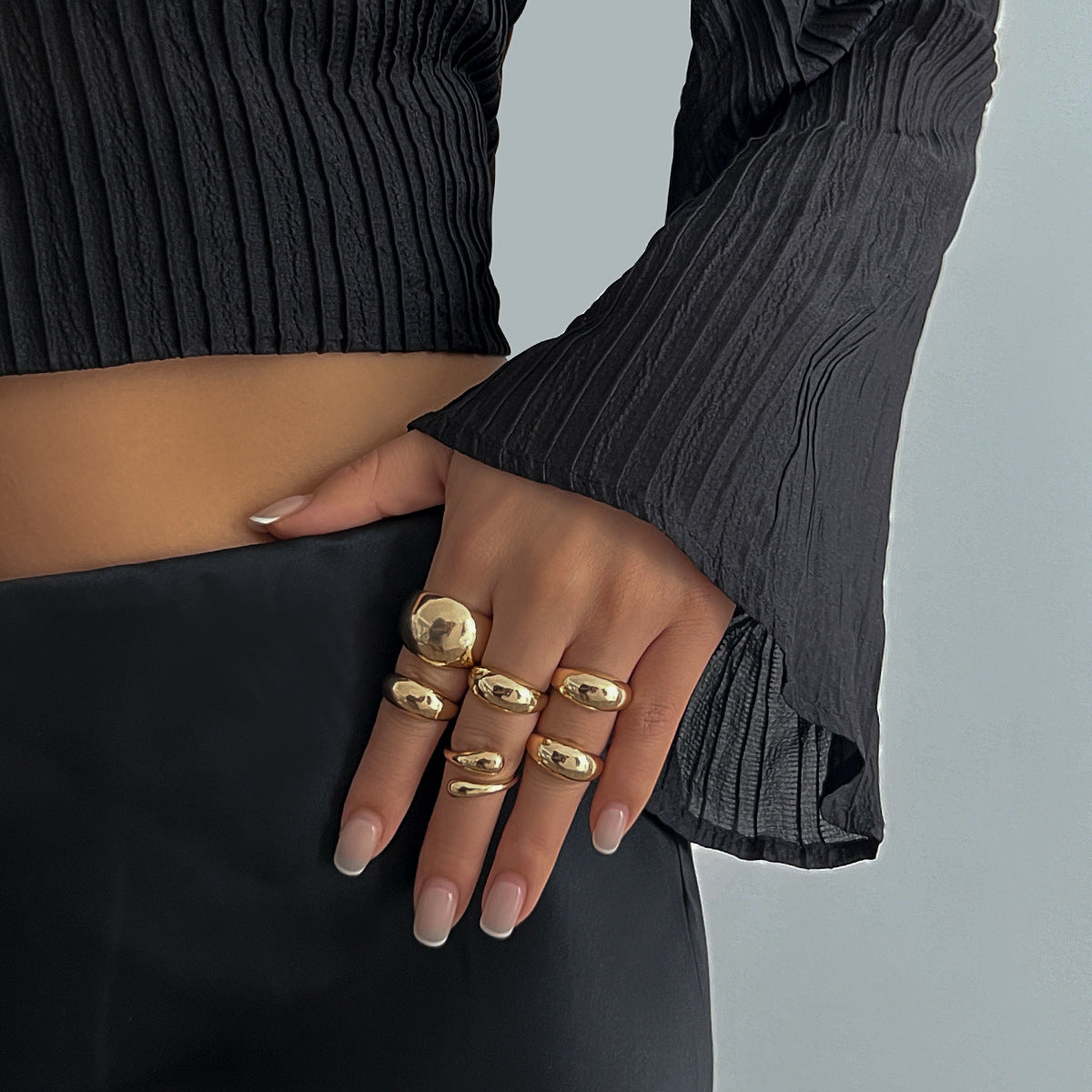 Glossy Water Drop Open Ring Niche INS Style with Personality Design