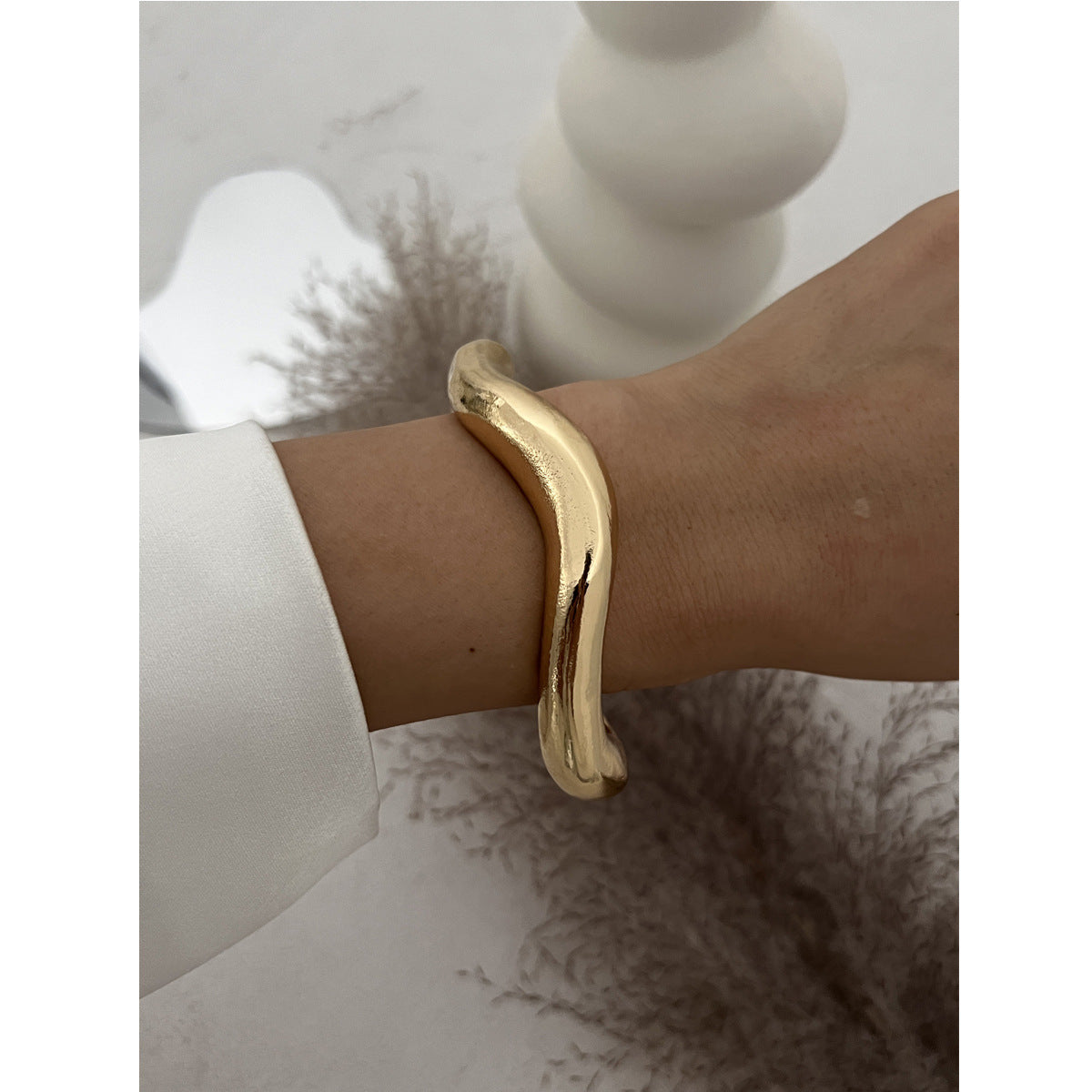 Statement Geometric Metal Bracelet Bold & Glossy