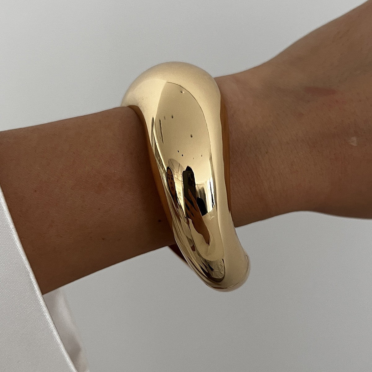Irregular Lava Texture Open Metal Bracelet for Women