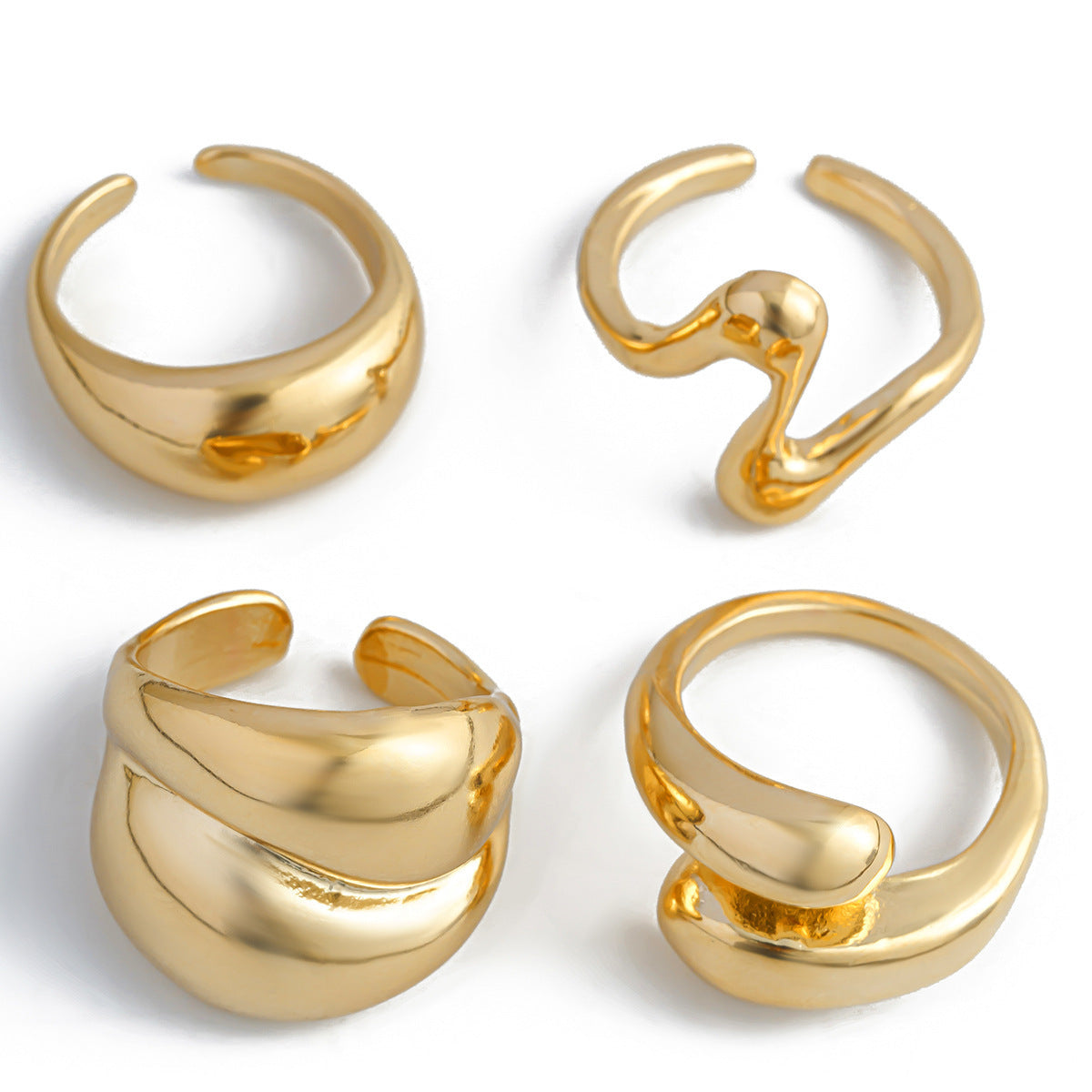 Lava Glossy Metal Open Ring Geometric Arc Design for Women