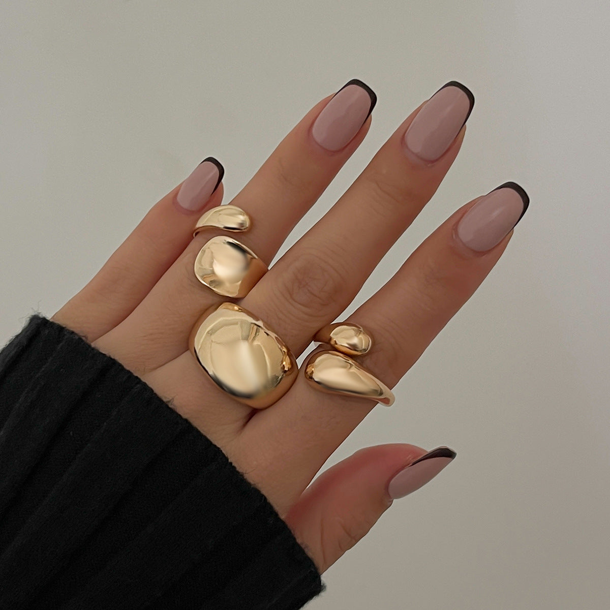 Glossy Water Drop Open Ring Niche INS Style with Personality Design