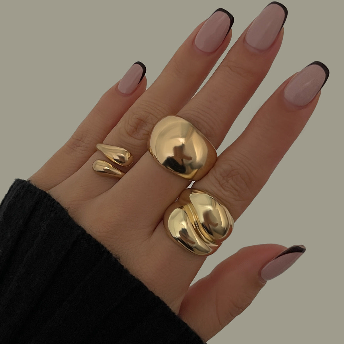 Glossy Water Drop Open Ring Niche INS Style with Personality Design