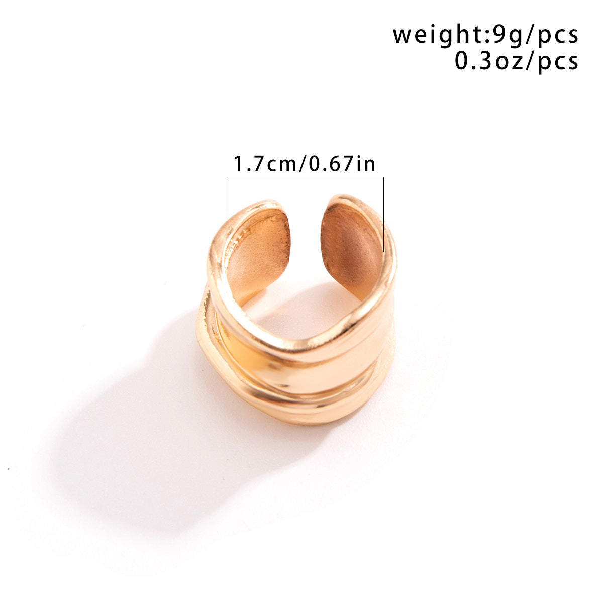 American liquid lava open ring irregular pleated niche design for women