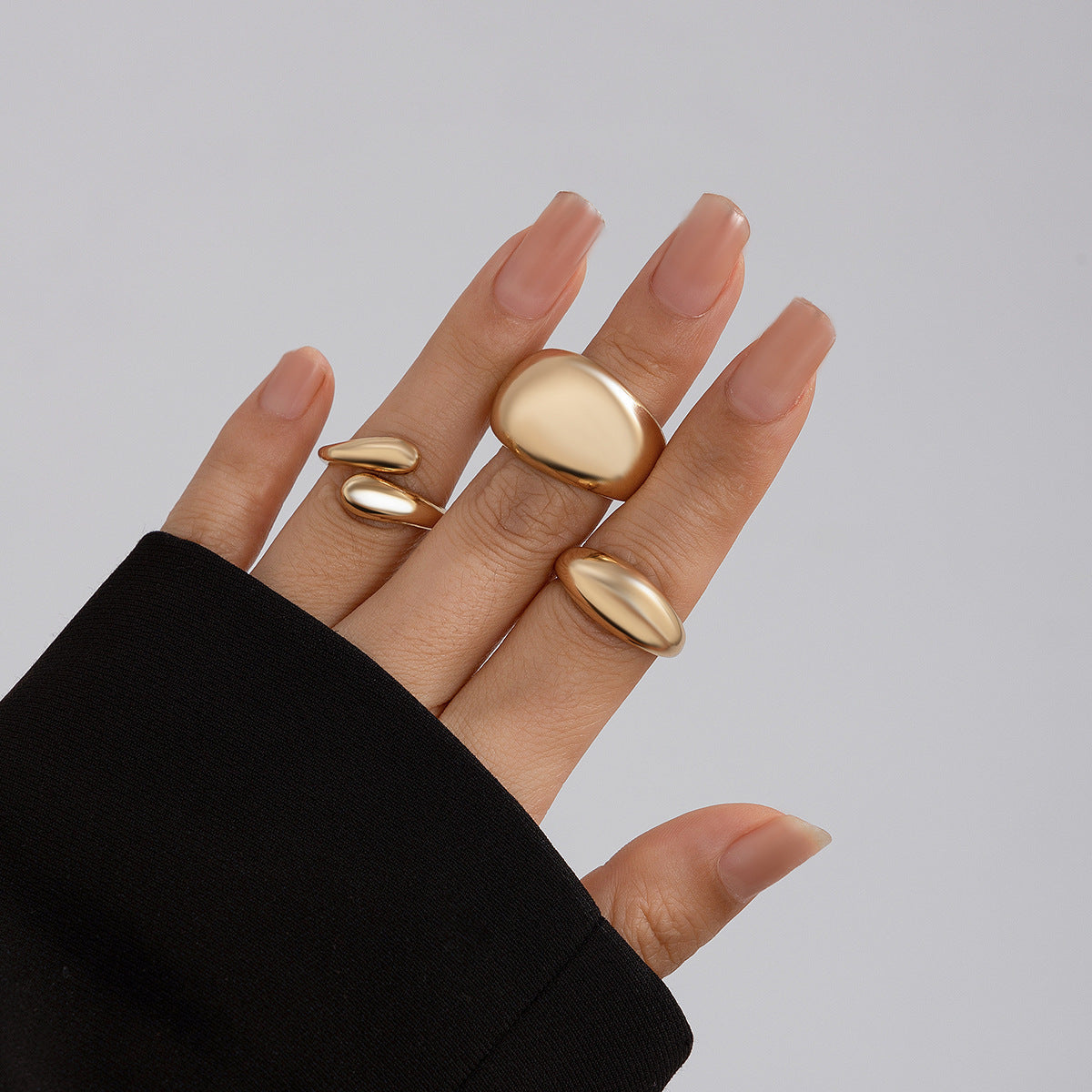 Lava Glossy Metal Open Ring Geometric Arc Design for Women