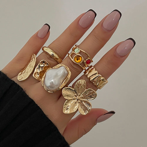 Baroque Pearl Gemstone Lava Open Ring
