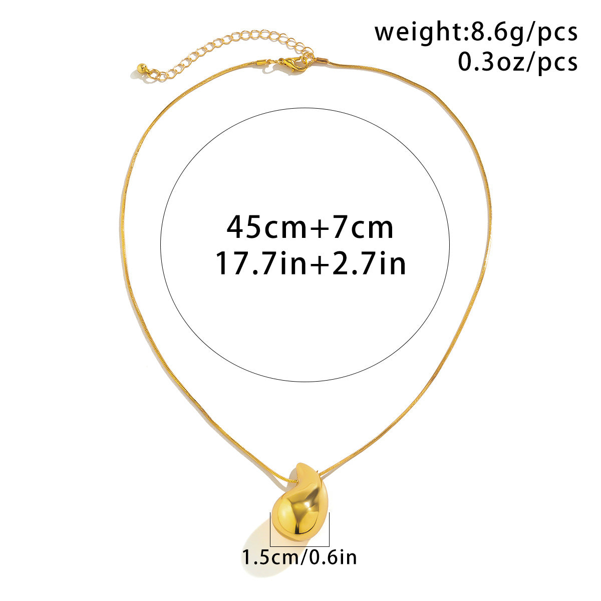 Geometric Drop Necklace Clavicle-Length Snake Chain