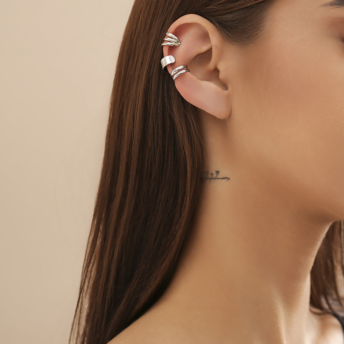 Metallic Water Drop Geometric Earrings Set