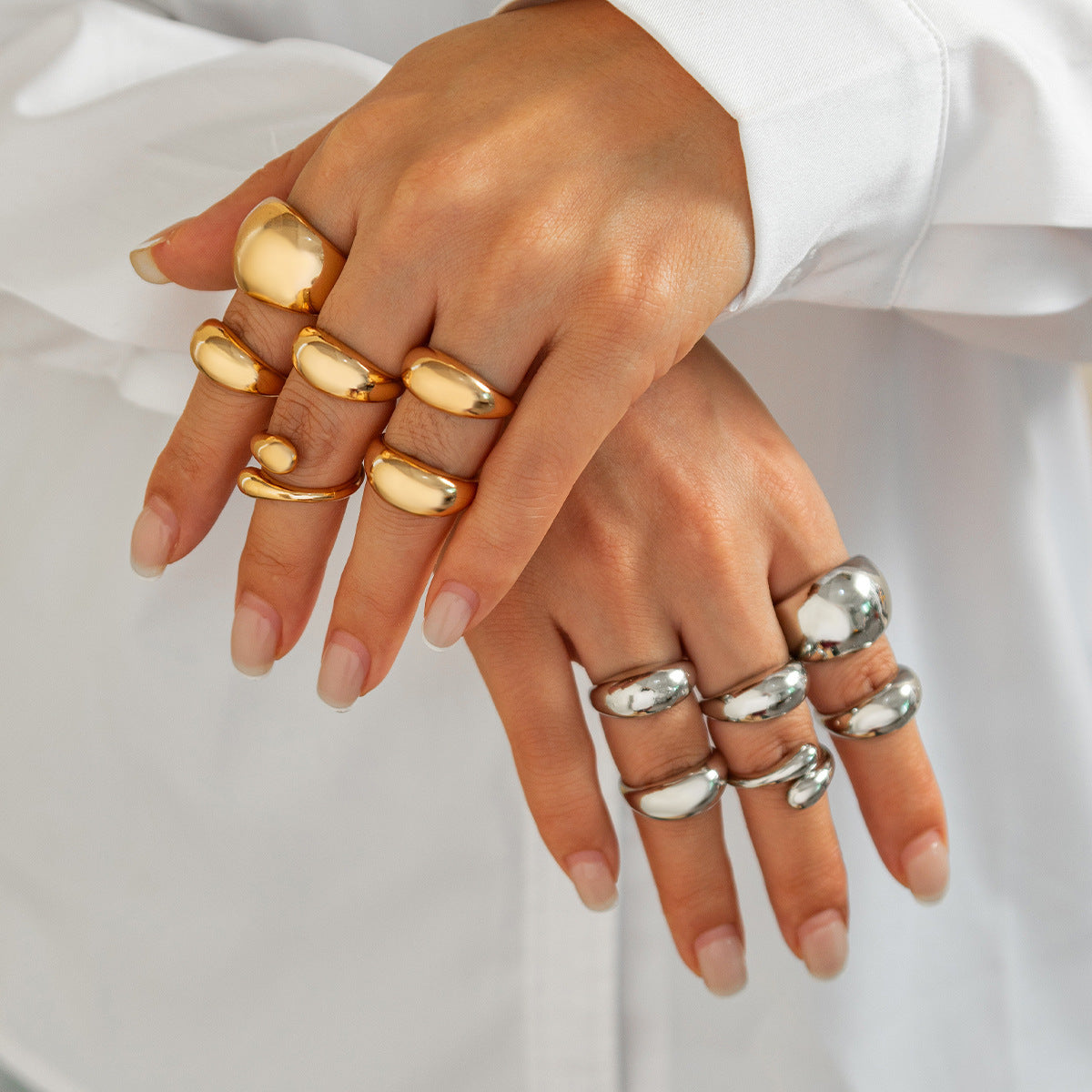 Glossy Water Drop Open Ring Niche INS Style with Personality Design