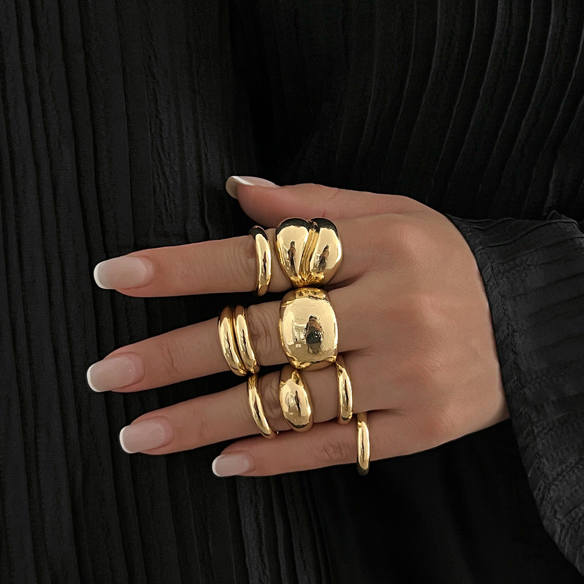 Glossy Water Drop Open Ring Niche INS Style with Personality Design