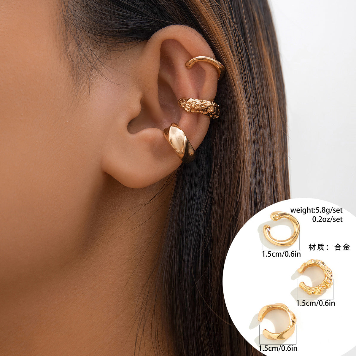 Metallic Water Drop Geometric Earrings Set