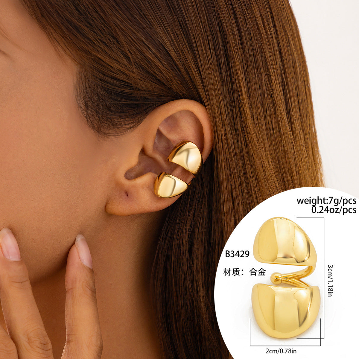 Metallic Water Drop Geometric Earrings Set