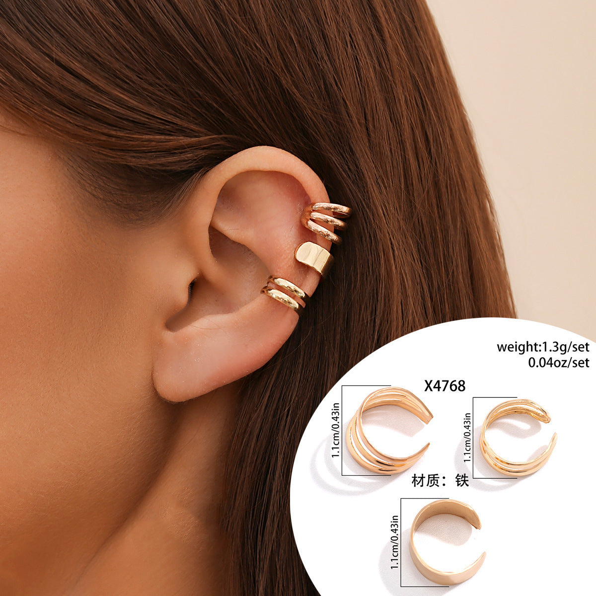 Metallic Water Drop Geometric Earrings Set