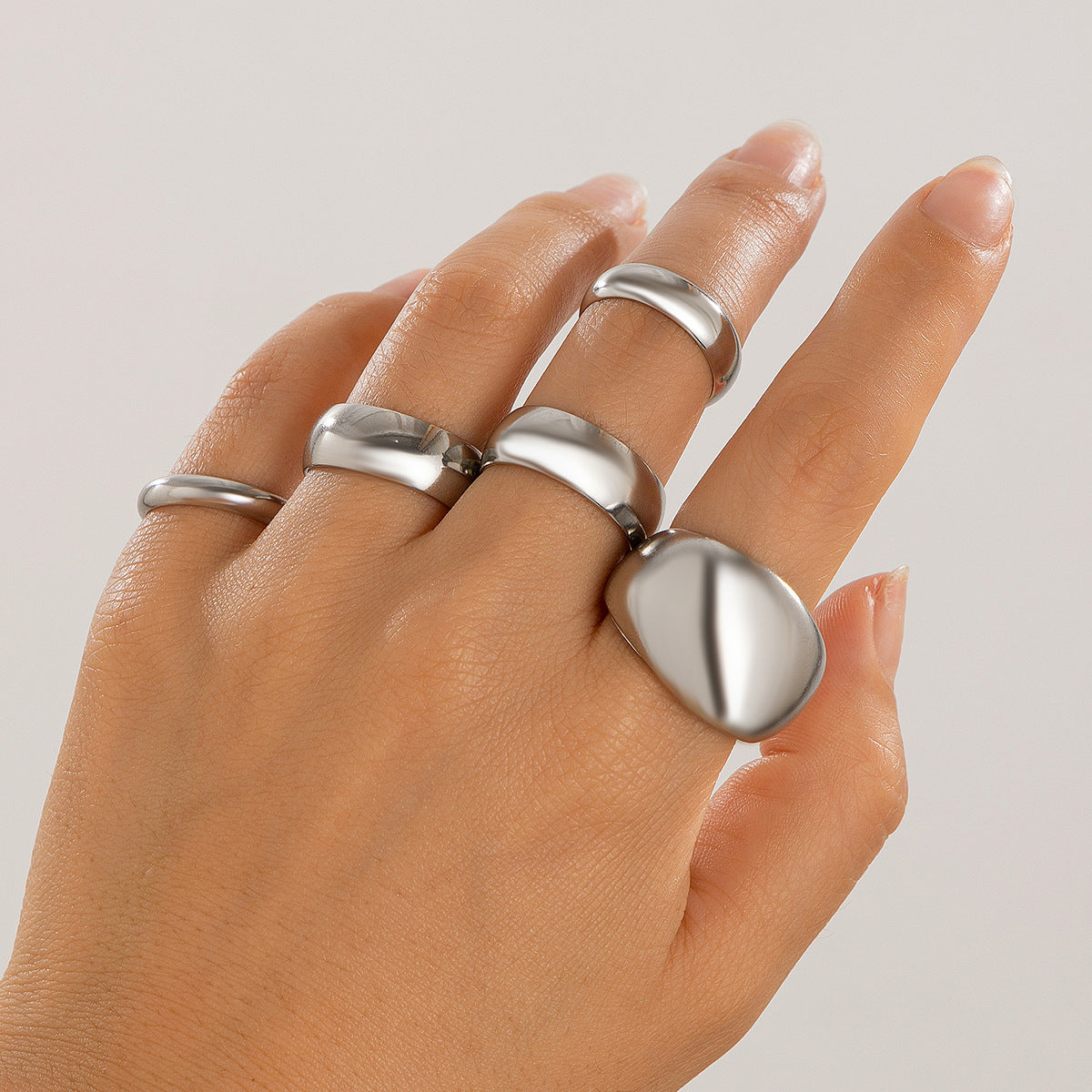 Lava Glossy Metal Open Ring Geometric Arc Design for Women