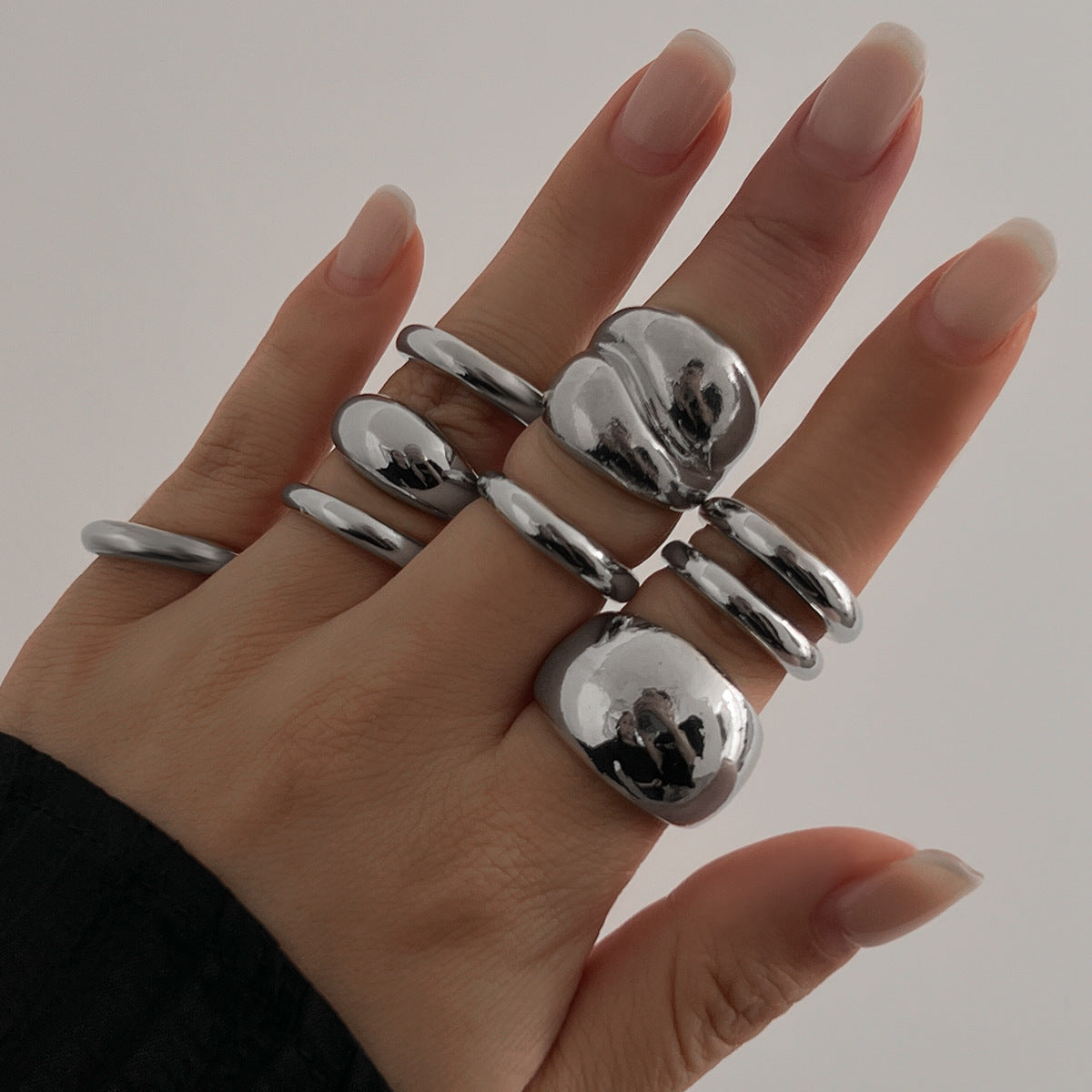 Glossy Water Drop Open Ring Niche INS Style with Personality Design
