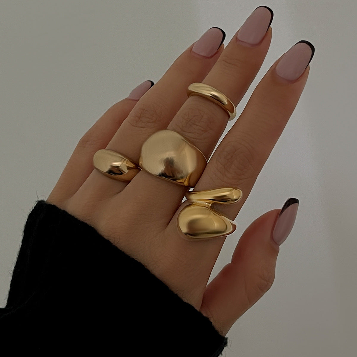 Glossy Water Drop Open Ring Niche INS Style with Personality Design