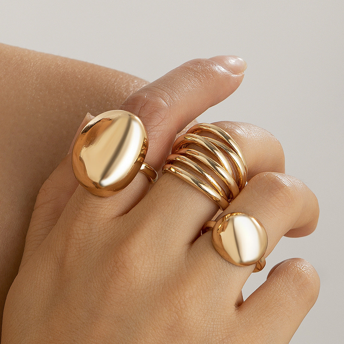 Lava Glossy Metal Open Ring Geometric Arc Design for Women