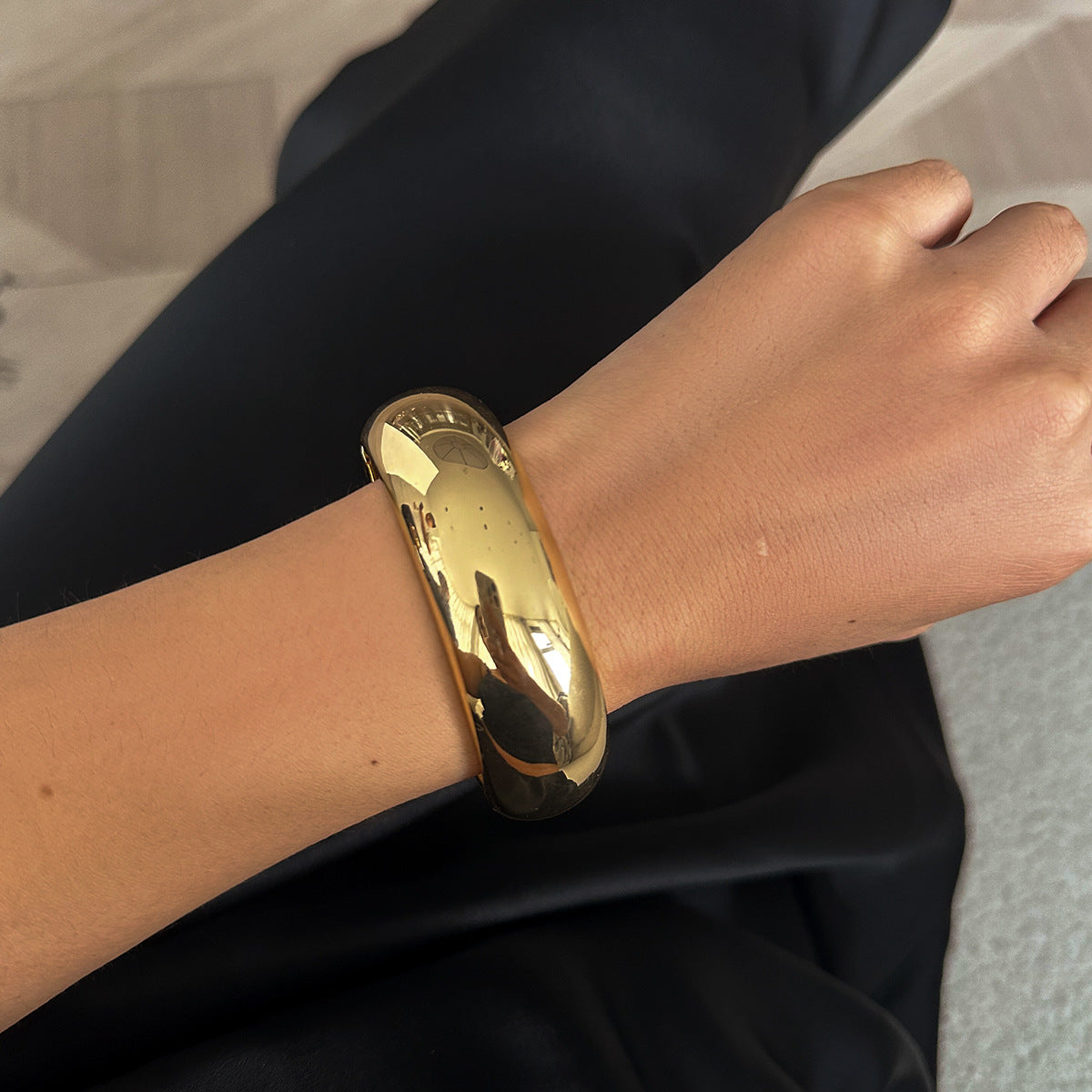 Statement Geometric Metal Bracelet Bold & Glossy