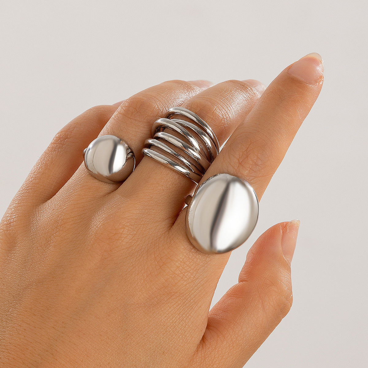 Lava Glossy Metal Open Ring Geometric Arc Design for Women