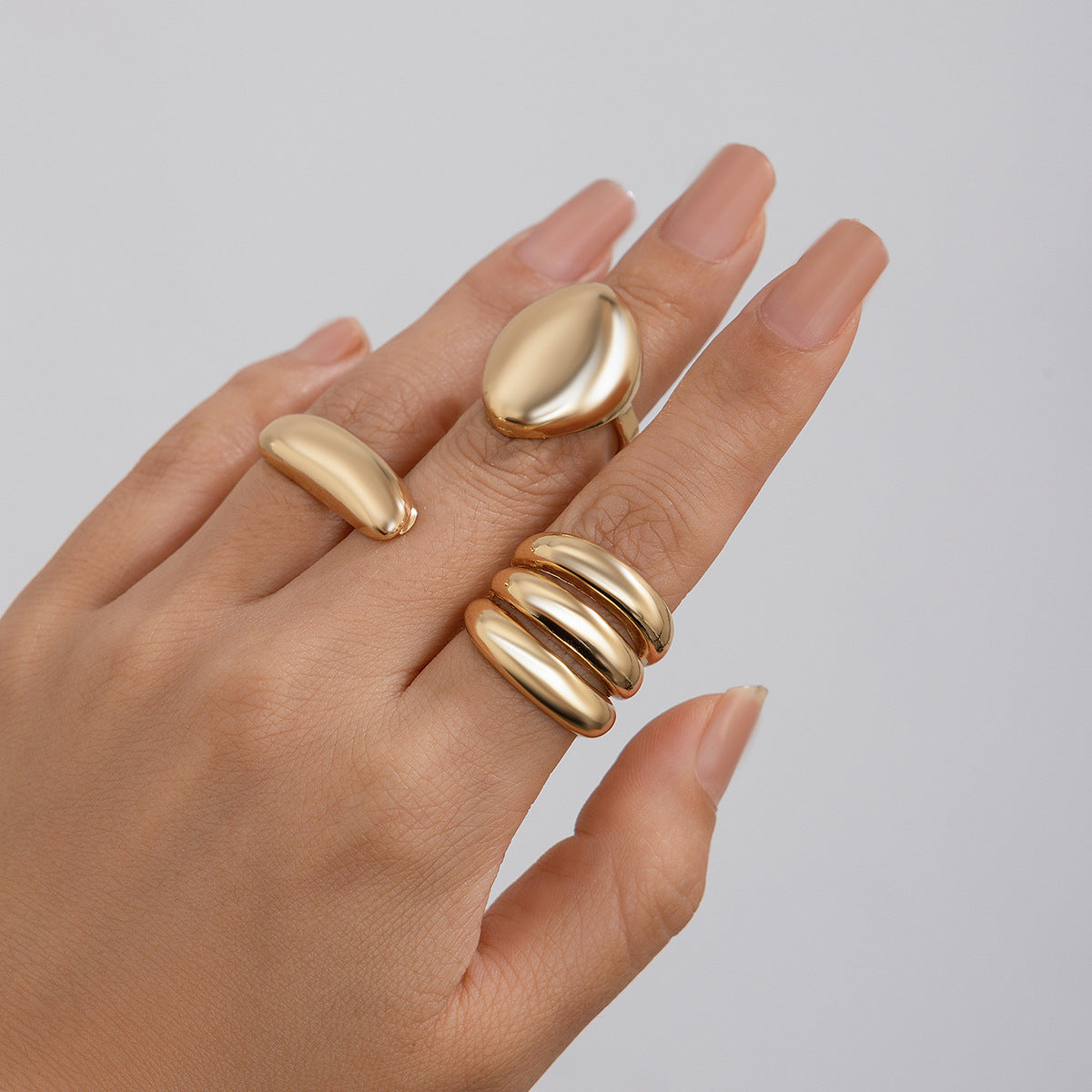 Lava Glossy Metal Open Ring Geometric Arc Design for Women
