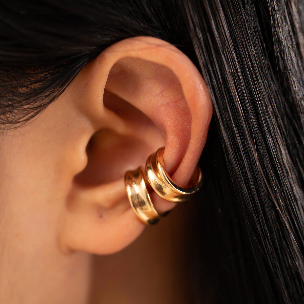 Metallic Water Drop Geometric Earrings Set