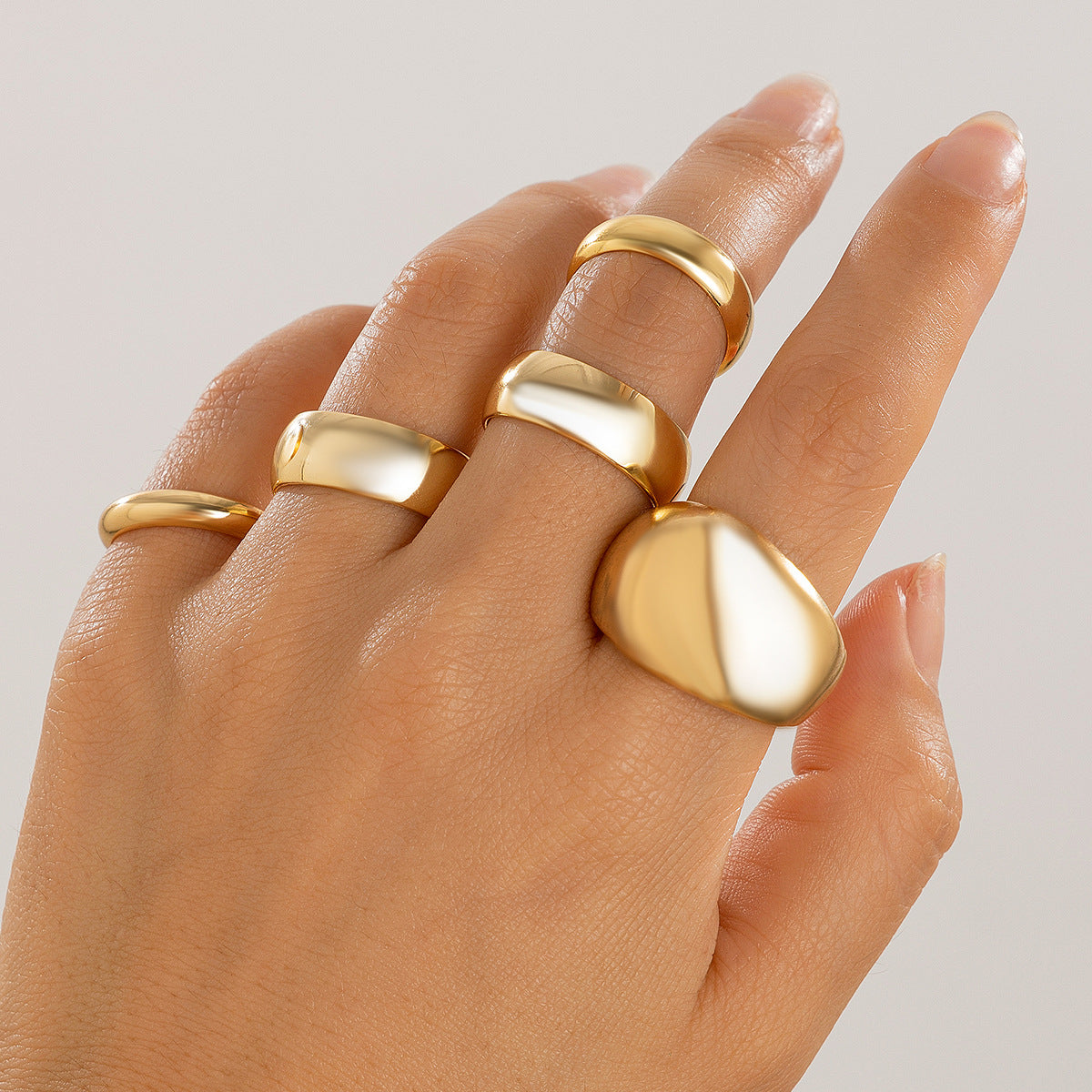 Lava Glossy Metal Open Ring Geometric Arc Design for Women