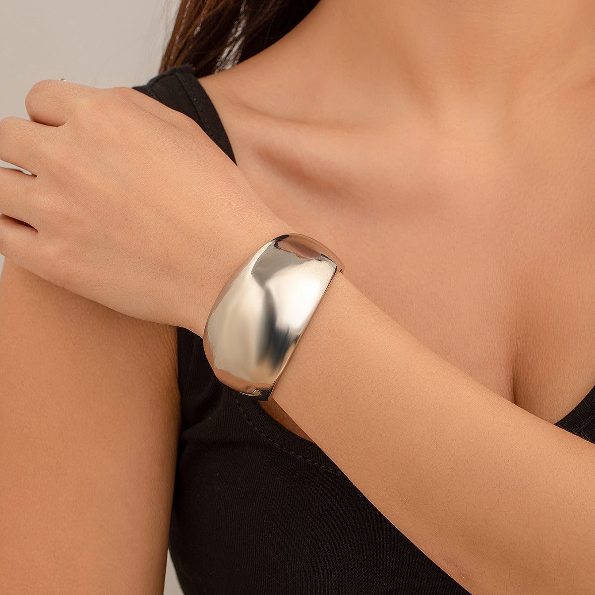 Statement Geometric Metal Bracelet Bold & Glossy
