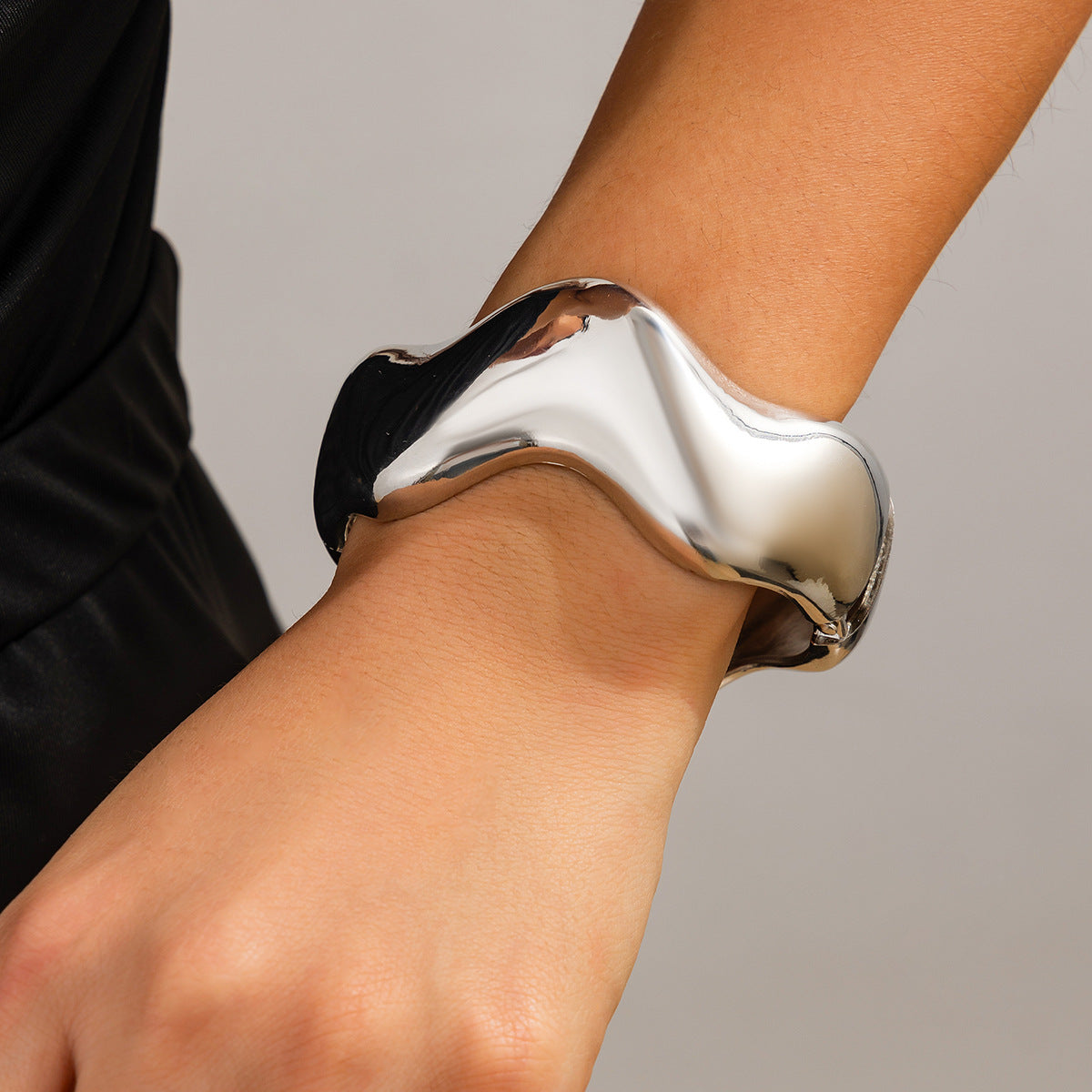 Statement Geometric Metal Bracelet Bold & Glossy