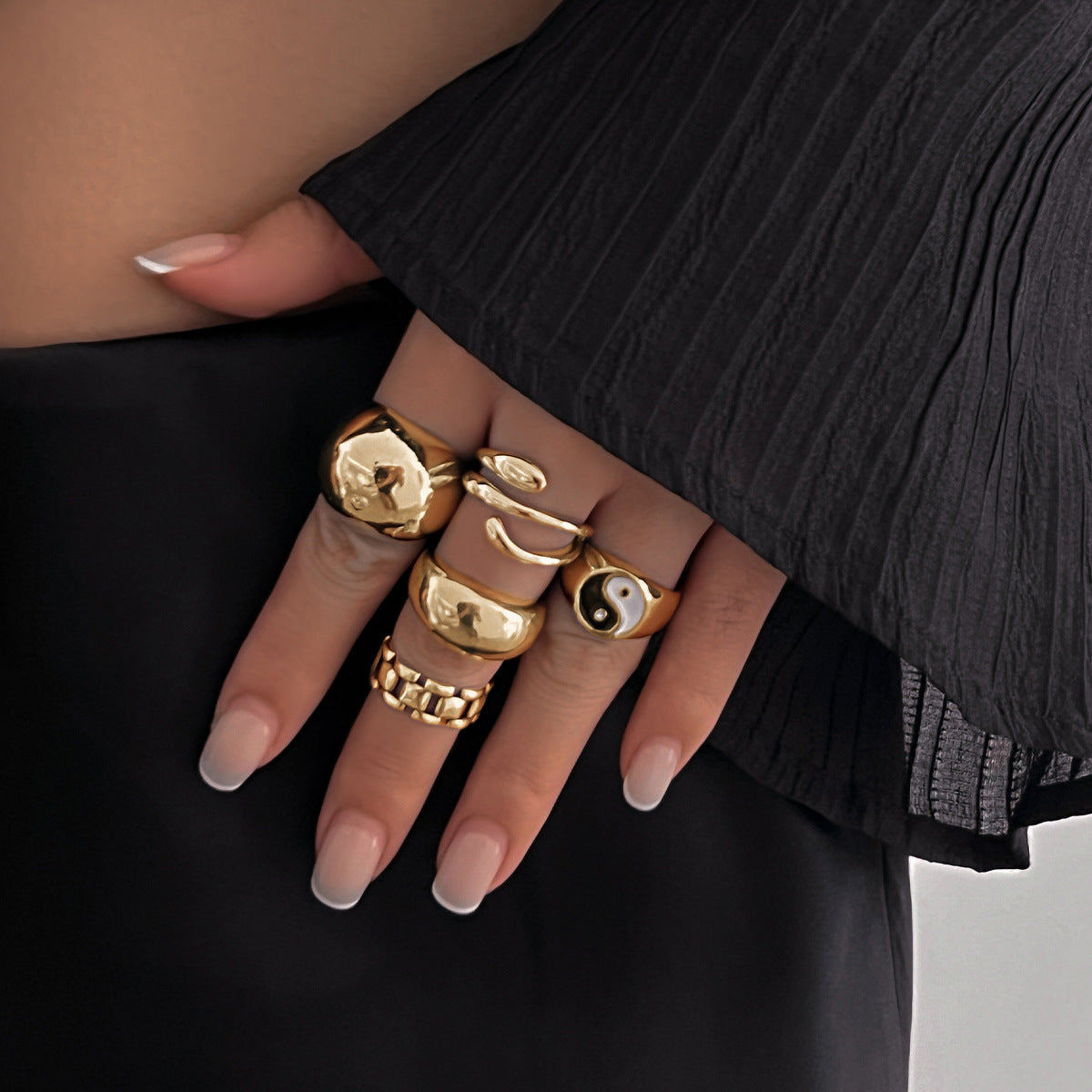 Glossy Water Drop Open Ring Niche INS Style with Personality Design