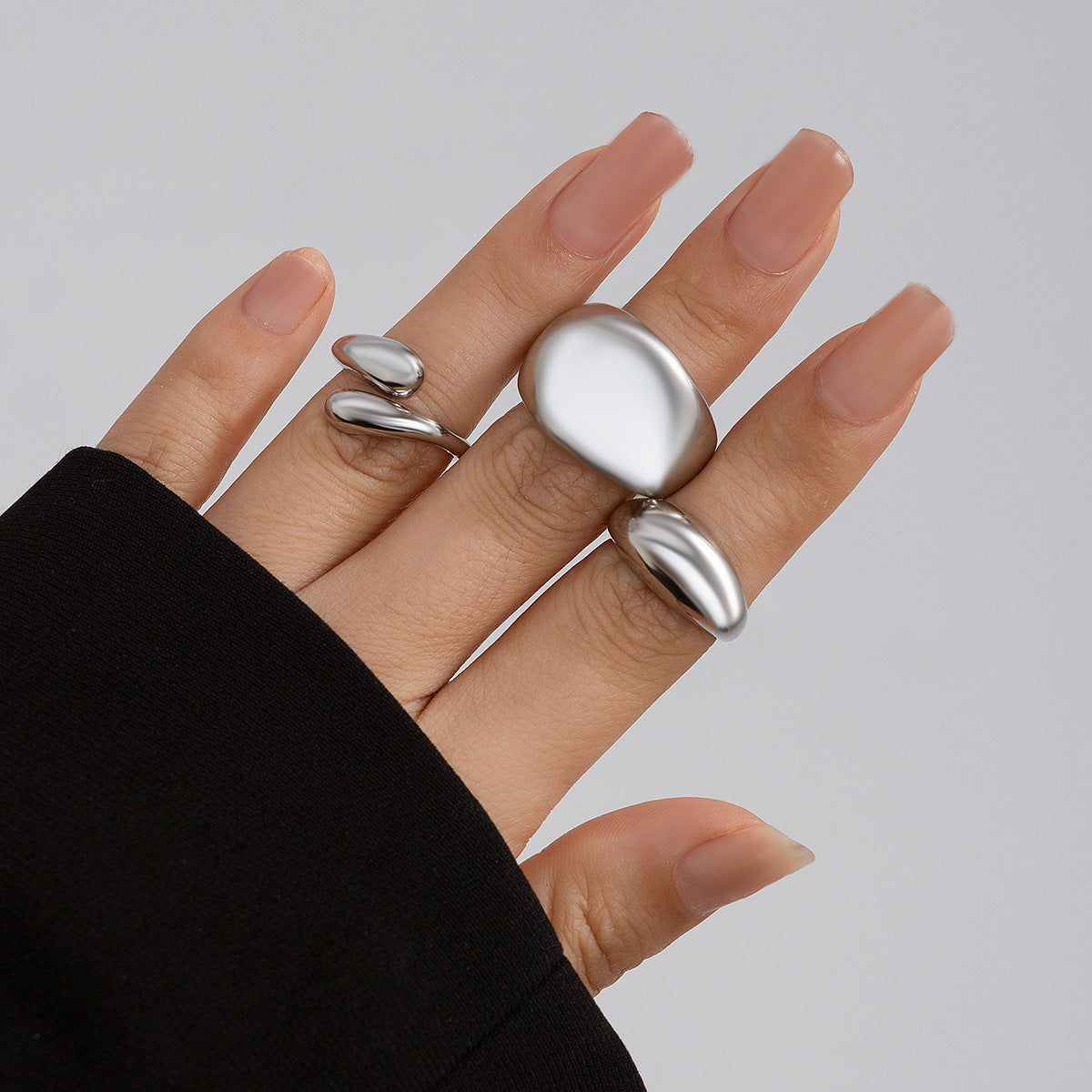 Lava Glossy Metal Open Ring Geometric Arc Design for Women