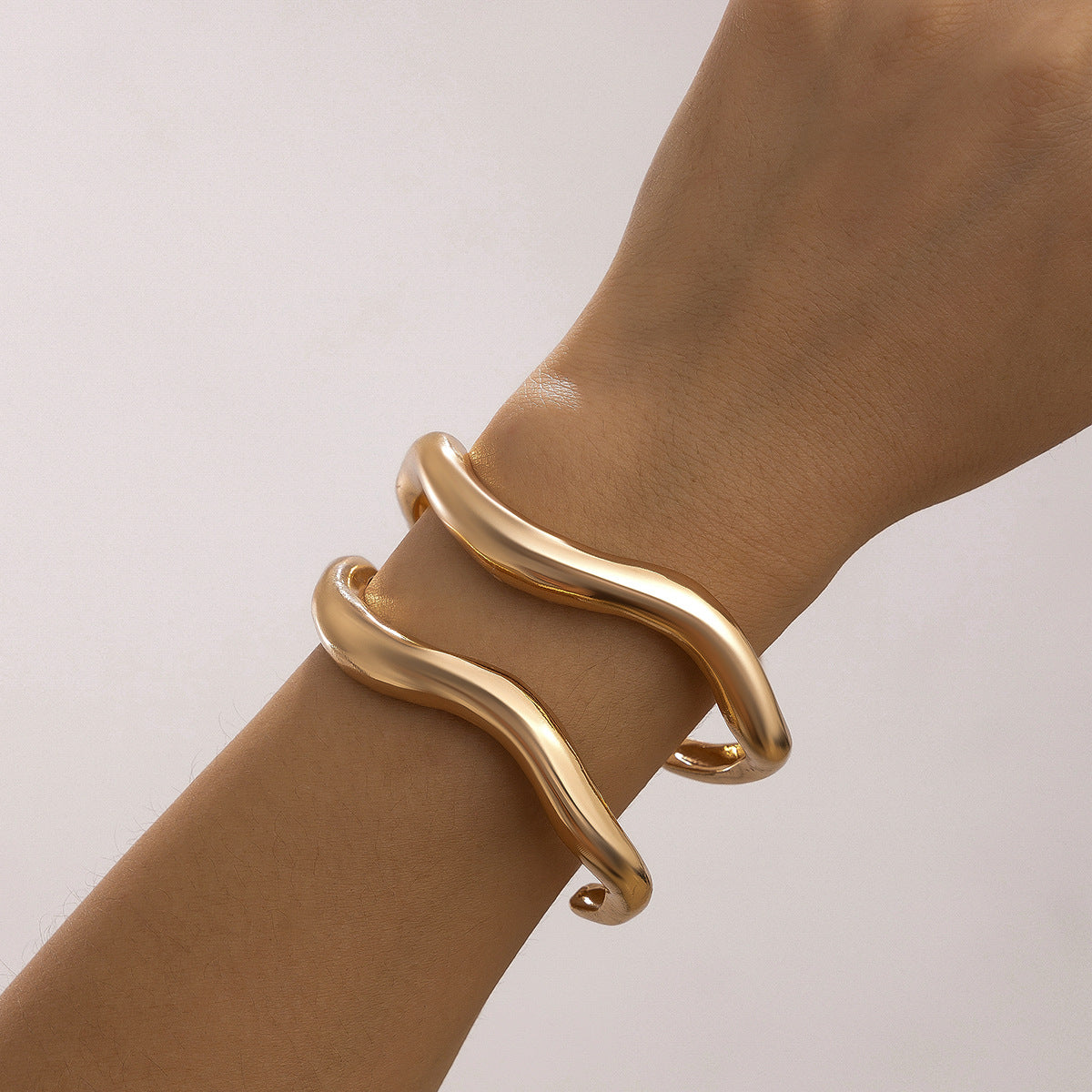 Irregular Lava Texture Open Metal Bracelet for Women