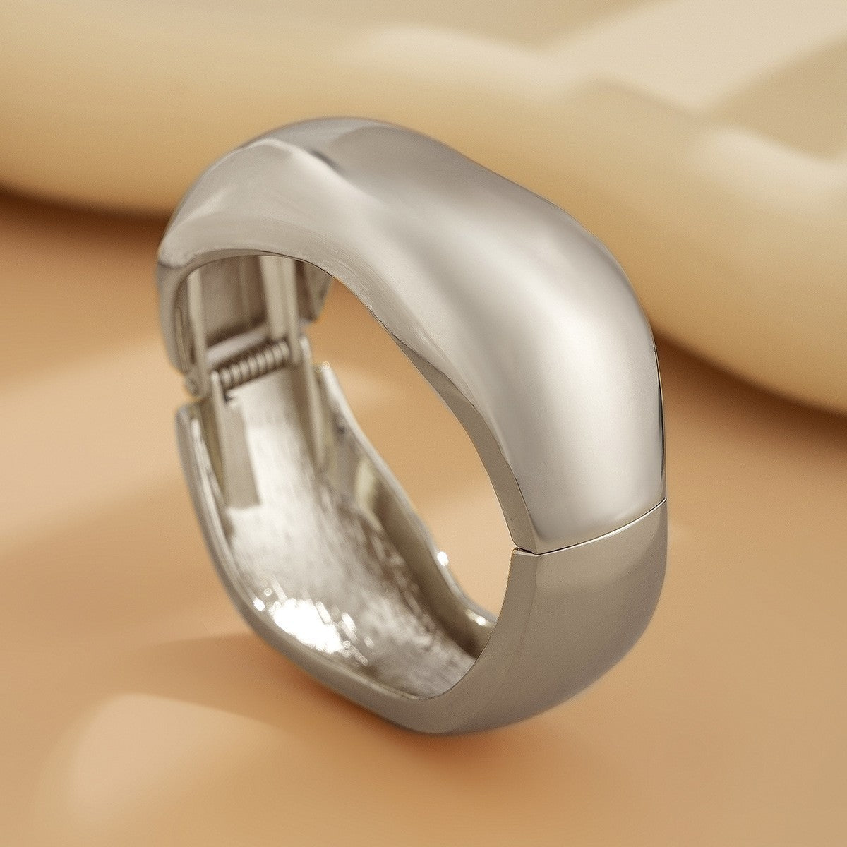 Irregular Lava Texture Open Metal Bracelet for Women
