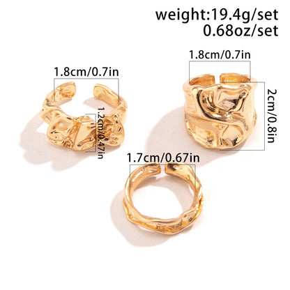 American liquid lava open ring  irregular pleated niche design for women