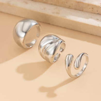 Glossy Water Drop Open Ring  Niche INS Style with Personality Design