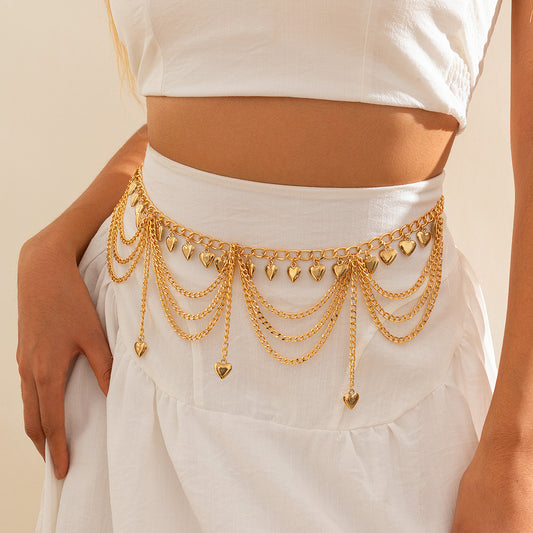 Pearl Heart Butterfly Tassel Body Chain