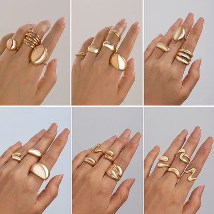 Lava Glossy Metal Open Ring  Geometric Arc Design for Women