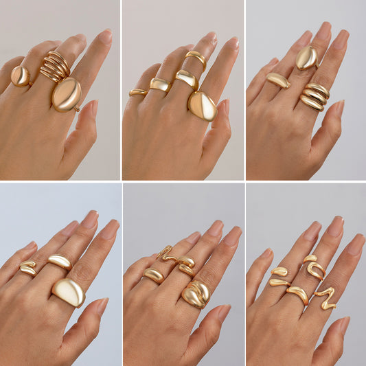 Lava Glossy Metal Open Ring  Geometric Arc Design for Women