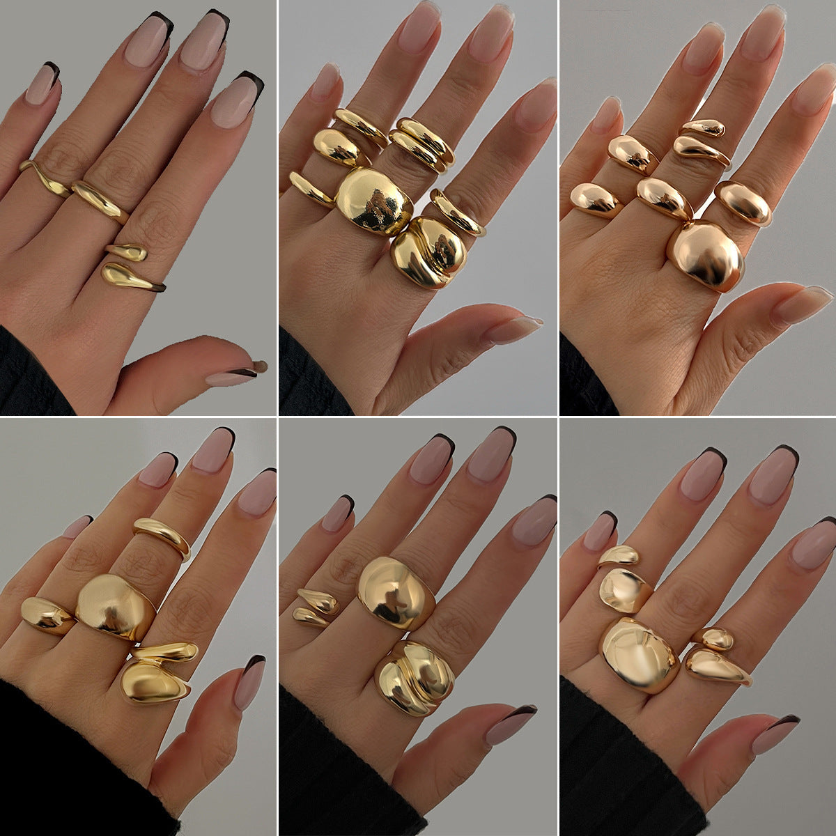 Glossy Water Drop Open Ring  Niche INS Style with Personality Design