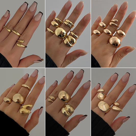 Glossy Water Drop Open Ring  Niche INS Style with Personality Design
