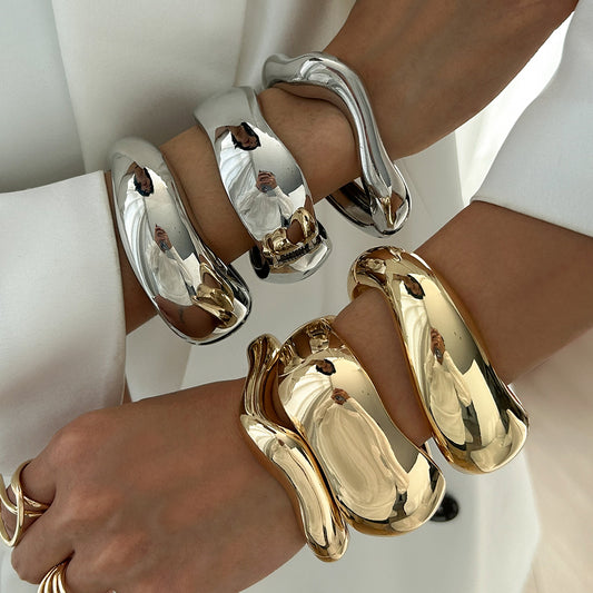 Statement Geometric Metal Bracelet  Bold & Glossy