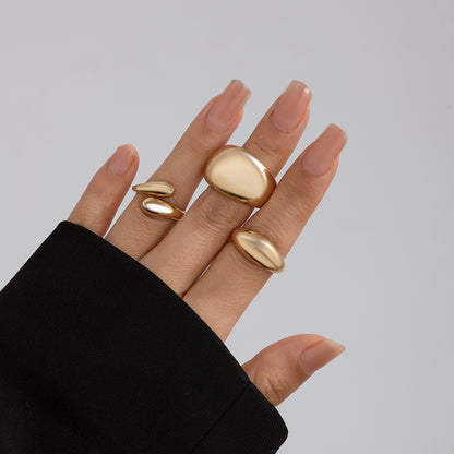 Lava Glossy Metal Open Ring  Geometric Arc Design for Women