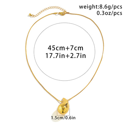 Geometric Drop Necklace  Clavicle-Length Snake Chain