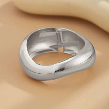 Irregular Lava Texture Open Metal Bracelet for Women