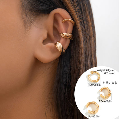 Metallic Water Drop Geometric Earrings Set