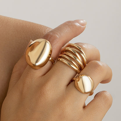 Lava Glossy Metal Open Ring  Geometric Arc Design for Women