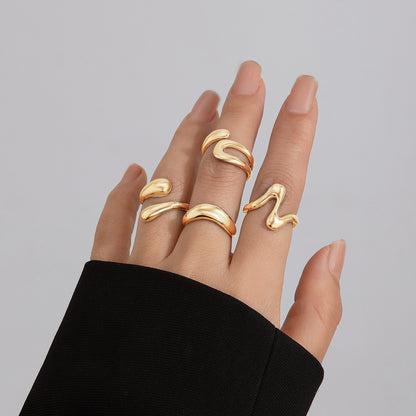 Lava Glossy Metal Open Ring  Geometric Arc Design for Women