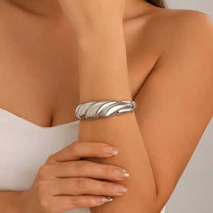 Glossy Metal Hugging Bracelet  Spring Fashion Style
